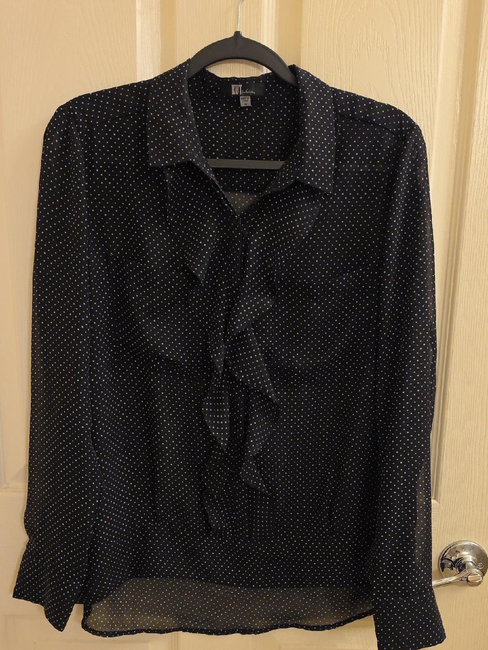Kut from the Kloth Polka Dot Ruffle Blouse